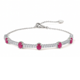 thumbnail image 1 of Ruby Adjustable Bracelet Oval Red 1.5 ct White Zircon 0.9 ct Sterling Silver Birthday Gift Women, 1 of 7