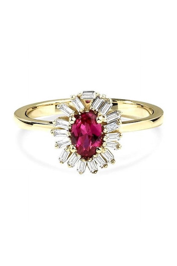 Ruby Baguette Ring Gold Dainty Thin Silver Diamond Engagement or Promise Ring Minimalist Band Gift