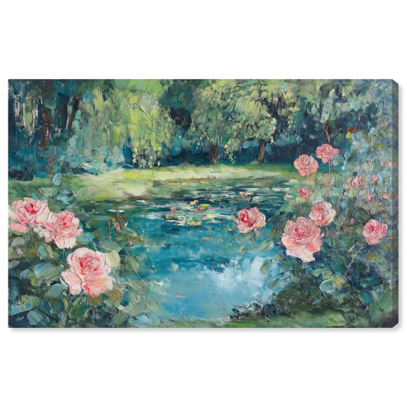 Ruby Bloom Lake II Canvas Classic Floral Art by Art Remedy, Gallery Wrapped, 54" x 36"