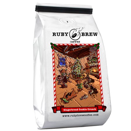 Ruby Brew Coffee Whole Bean 16 oz Bag Gingerbread Cookie Crunch Baked Blend of Cinnamon Ginger with a hint of Molasses Flavoring Medium Roast