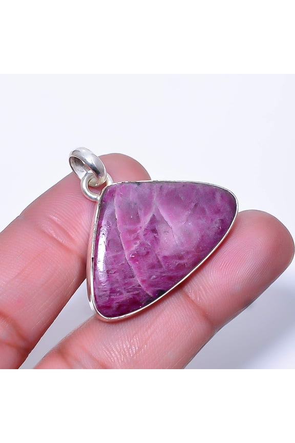 Ruby - Burma Gemstone Gemstone (Simulated) 925 Sterling Silver Pendant 1.37" A30, Beautiful Jewelry For Woman, New Year Sale, Valentin's Day Gift