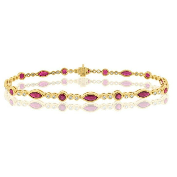 Ruby CZ Diamond Tennis Bracelet/ Gemstone Diamond Bracelet in Silver/ Minimalistic Jewelry/ Anniversary Gift/ Bridal Wedding Gift/ Mothers Day Gift by PINKCITYSHOPSTORE