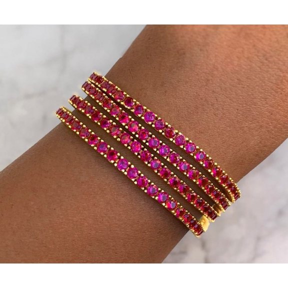 Ruby CZ Tennis Bracelet, Cz Tennis Bracelets, CZ Bracelets, Ruby Bracelet,14k Gold plated, Gemstone Bracelet