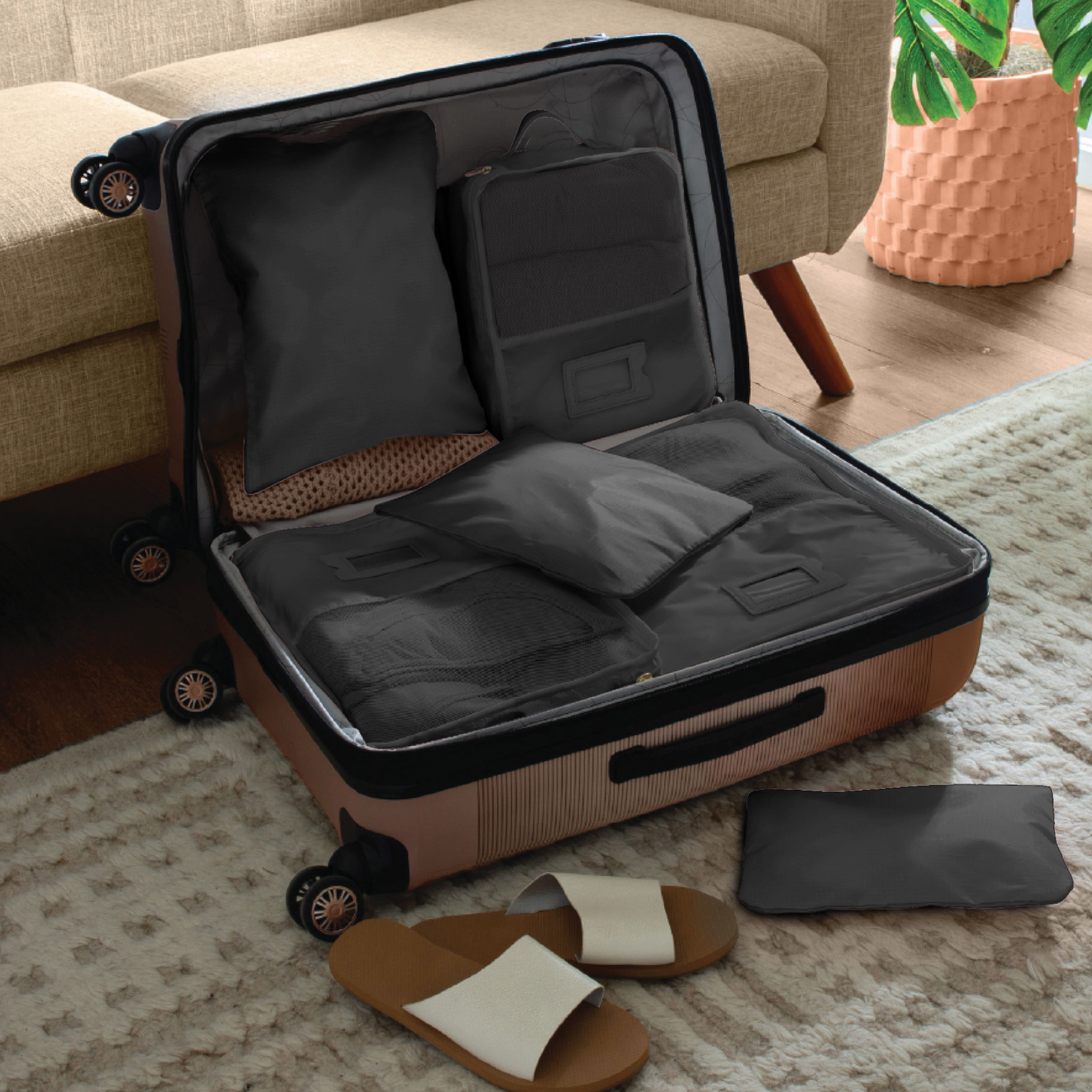 Ruby + Cash 6 Piece Deluxe Packing Cube Set in Black