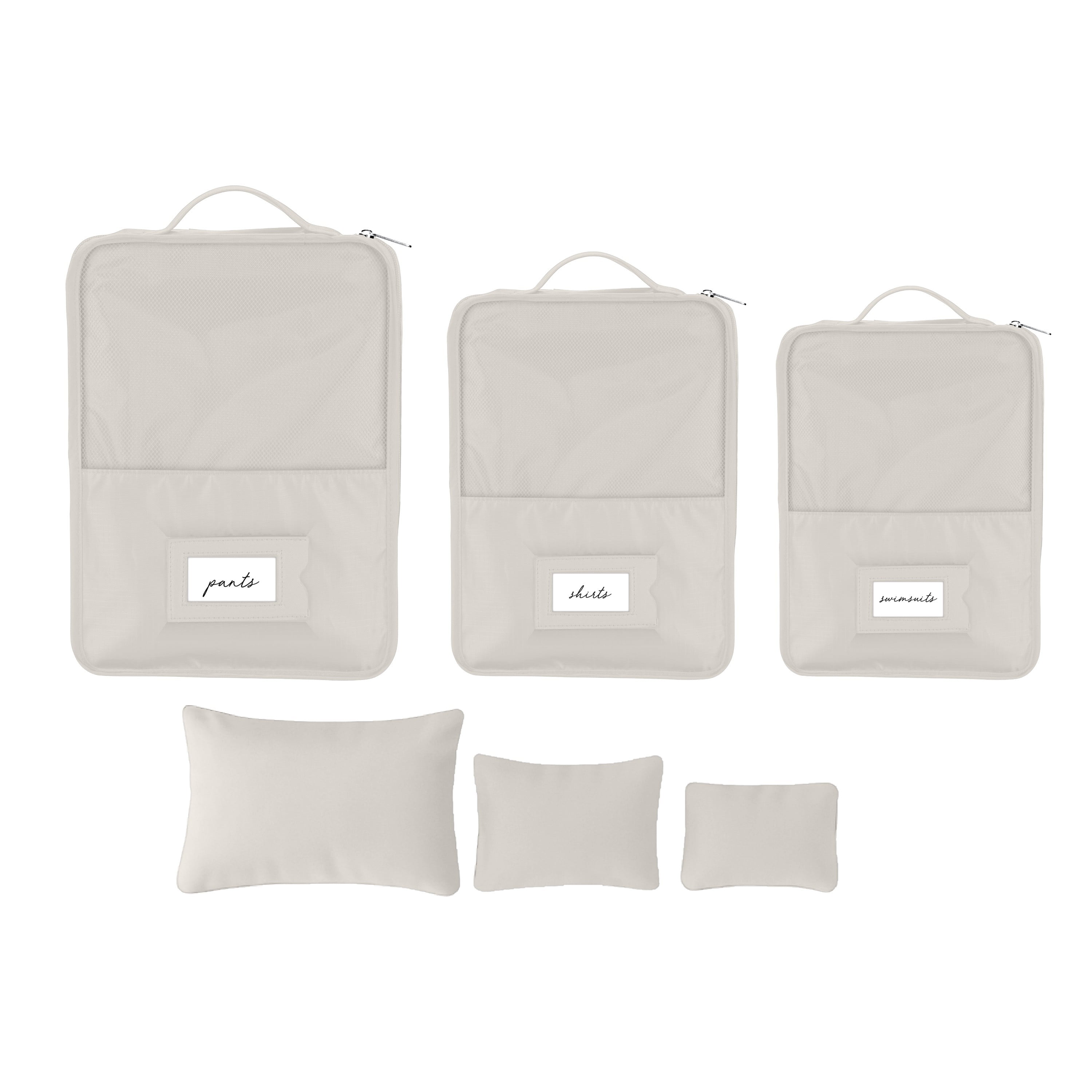 Ruby + Cash 6 Piece Deluxe Packing Cube Set in Stone