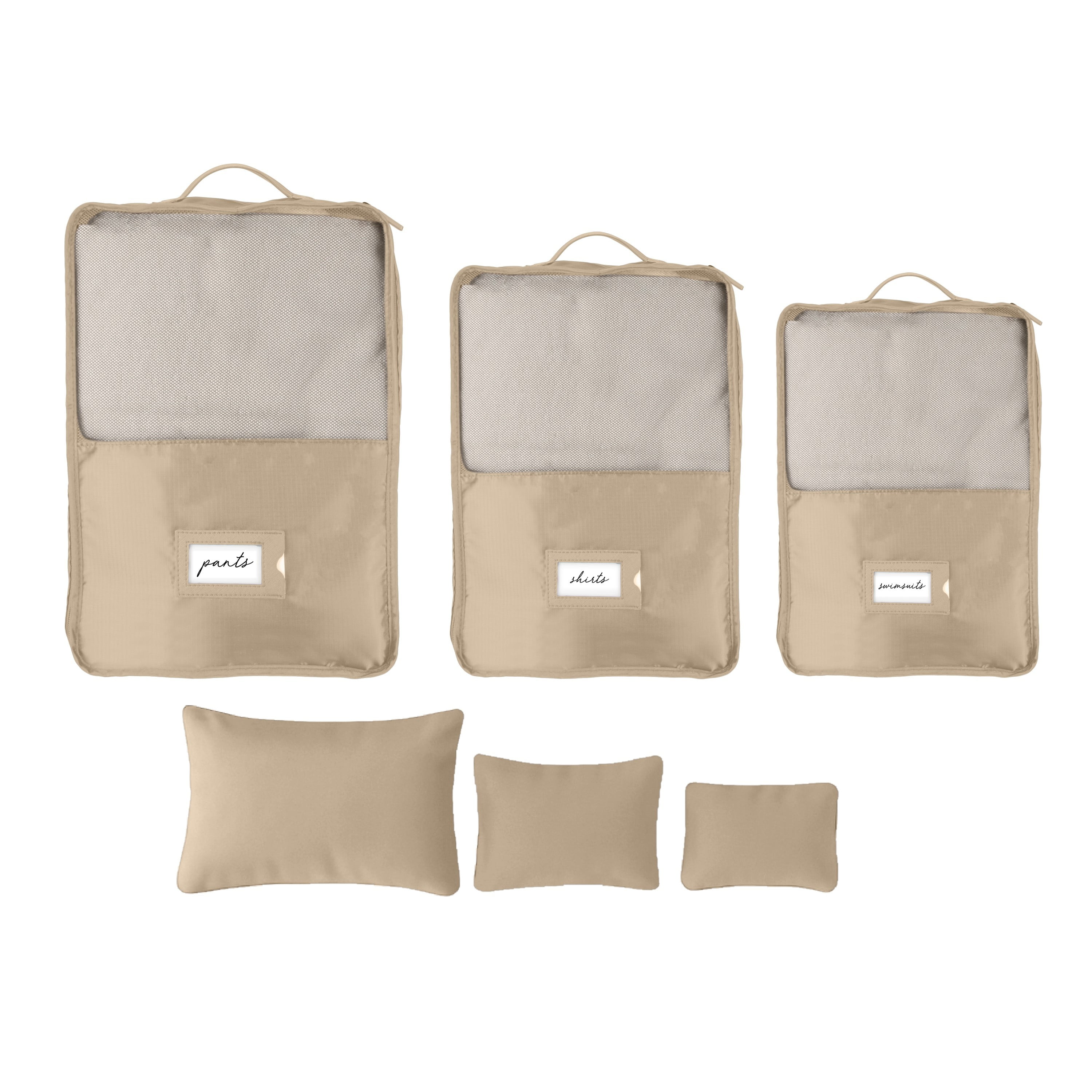 Ruby + Cash 6 Piece Deluxe Packing Cube Set in Taupe