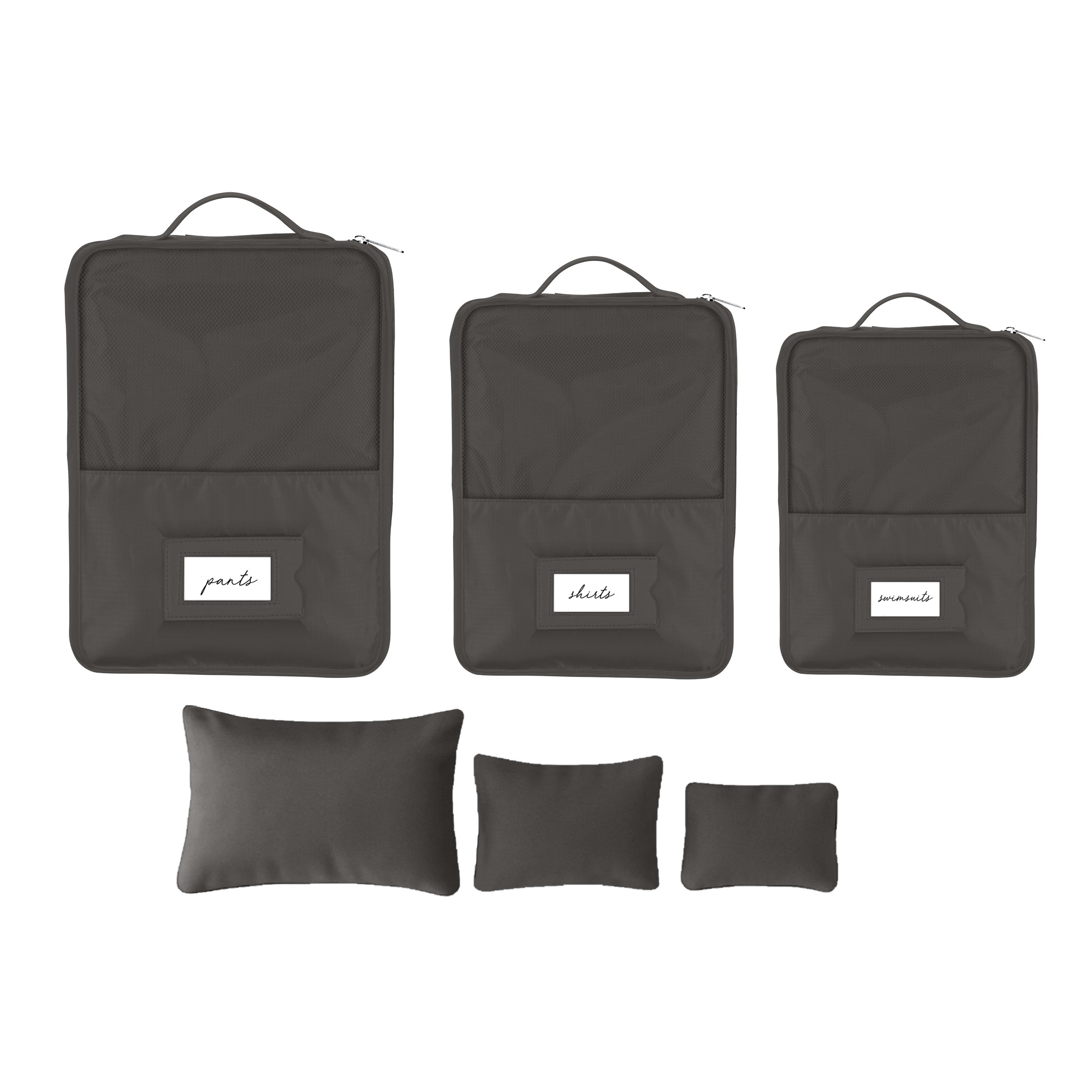 Ruby + Cash 6 Piece Deluxe Packing Cube Set in Washed Black