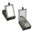 thumbnail image 1 of Ruby + Cash Multi Compartment Jewelry Organizer Box with Vanity Mirror in Black, 1 of 6