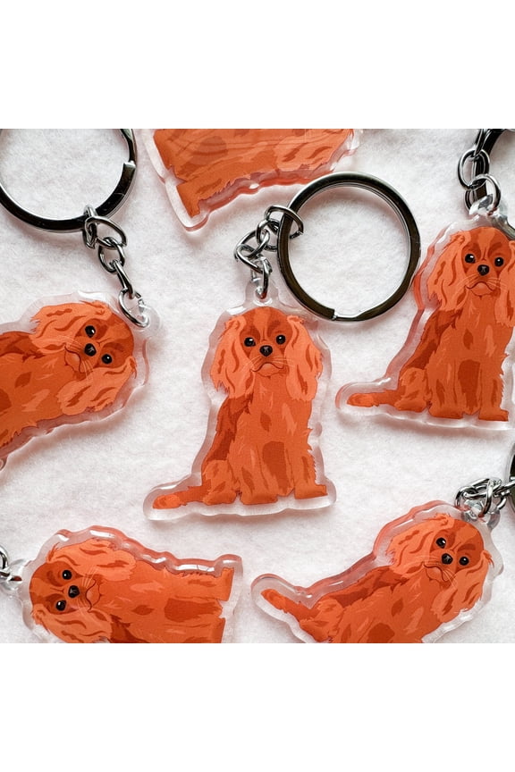 Ruby Cavalier King Charles Spaniel Keychain, Acrylic Keychain,Dog Keychain, Original Artwork (1 keychain)