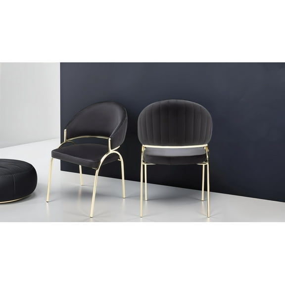 Ruby Contemporary style chair made with Metal Gold Legs in Black Color