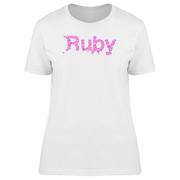 Ruby Cool Pink Heart Name T-Shirt Women -Image by Shutterstock, Female XX-Large