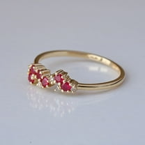 Ruby & Cubic Zirconia Cluster Ring, 925 Sterling Silver Ring, Handmade Fine Jewelry Gift For Her, Minimalist Jewelry