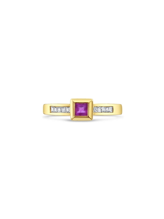 Ruby & Diamond Vintage Style Ring 14k Yellow Gold - Size 7