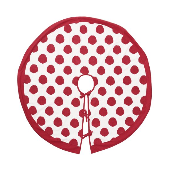 Red Ruby Polka Dot 100% Cotton Christmas Tree Skirt 54"