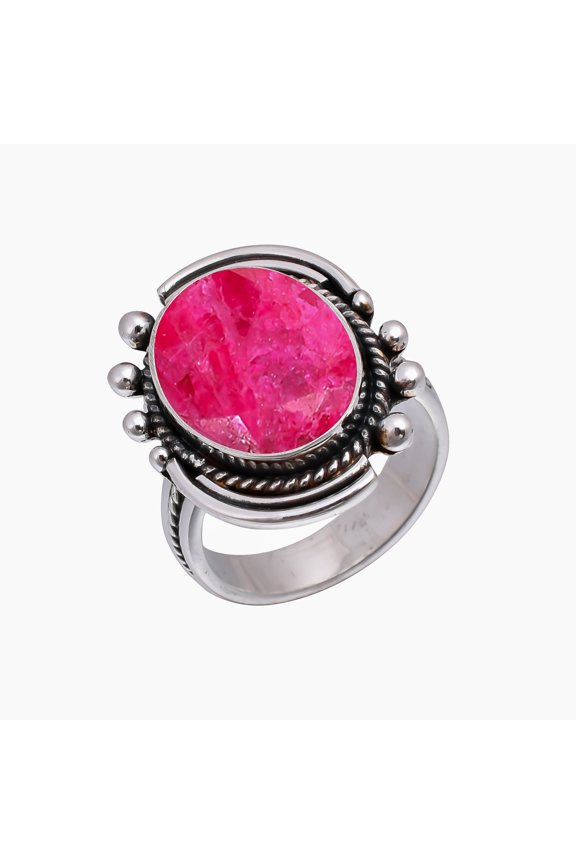 Ruby - Dyed Quartz 925 Sterling Silver Ring V5071, Ruby Ring, Gemstone Ring, Handmade Ring, Red Ring, Oval Ring, Gift For Her, Wedding Gift, Birthday
