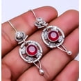 thumbnail image 1 of Ruby - Dyed Quartz (Simulated) 925 Sterling Silver Earring 1.95" E_9349_129_3, Gemstone Silver Jewelry, New Year Sale, Valentin's Day Gift, 1 of 2