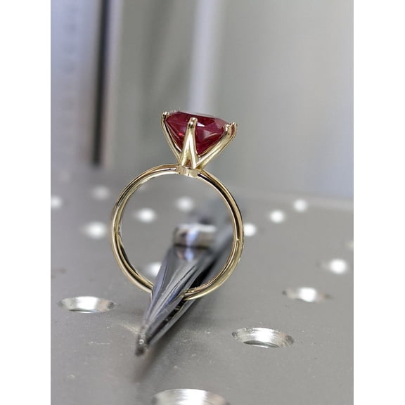 Ruby Engagement Ring,Solitaire Round Jewelry Gemstone Beautiful wedding party wear unisex gift