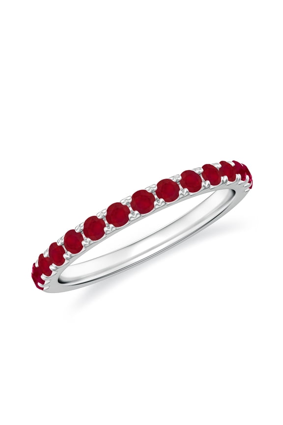 Ruby Eternity Band Ring for Women White Gold Plated Solid 925 Sterling Silver Stackable Ring Unique Anniversary Promise Ring Jewelry Gift for Her Ring Size 5