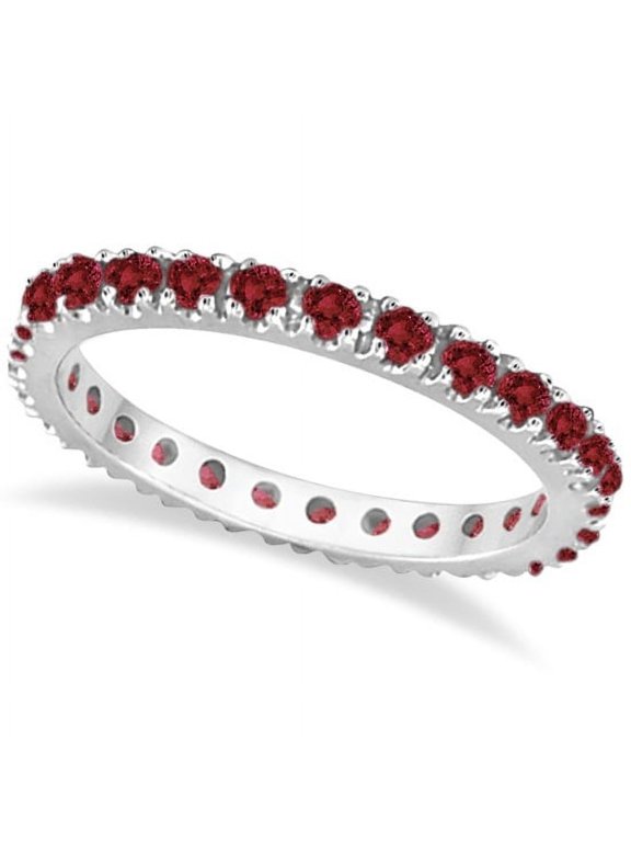 Ruby Eternity Band Stackable Ring 14K White Gold (0.50ct)