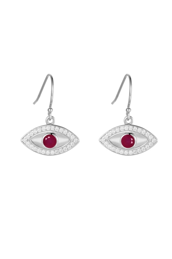 Ruby Evil Eye Earrings