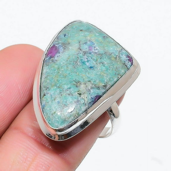 Ruby Fuchsite Gemstone Handmade Ring 925 Sterling Silver Jewelry Size 8