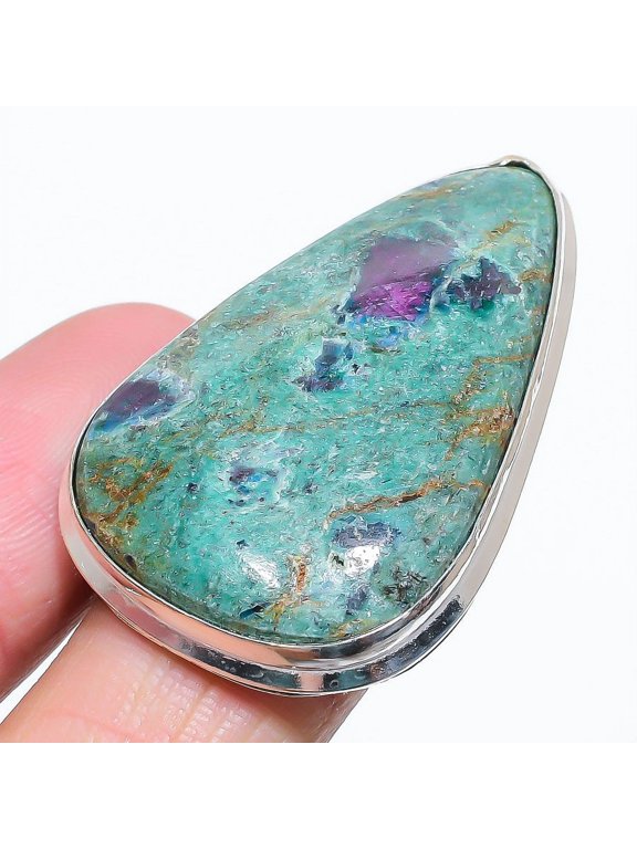 Ruby Fuchsite Lab-Created Handmade 925 Sterling Silver Gift Ring Size 10