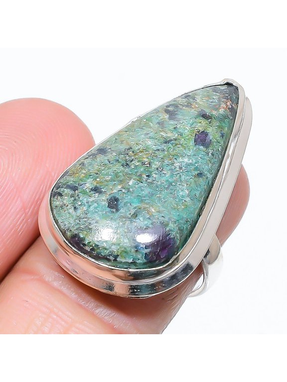 Ruby Fuchsite Lab-Created Handmade 925 Sterling Silver Gift Ring Size 7