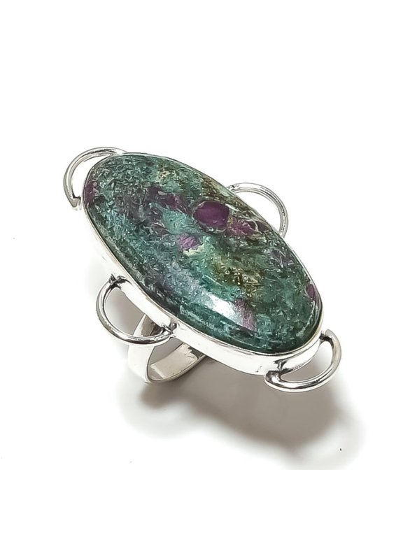 Ruby Fuchsite Lab-Created Handmade 925 Sterling Silver Jewelry Ring Size 6
