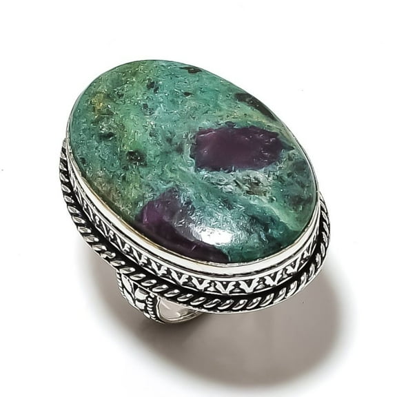 Ruby in Fuchsite Handmade 925 Sterling Silver Jewelry Ring Size 8