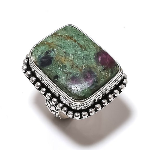 Ruby in Fuchsite  Handmade 925 Sterling Silver Jewelry Ring Size 8