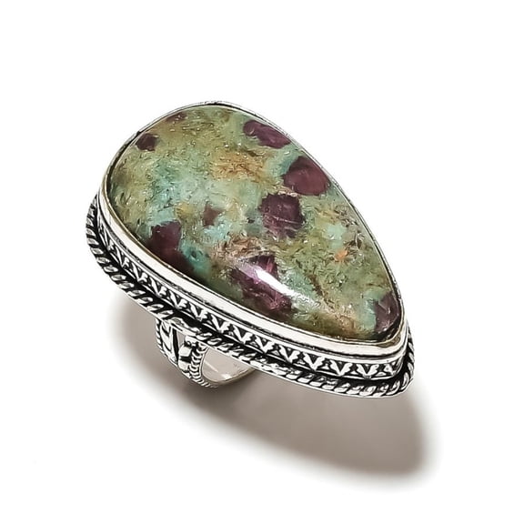 Ruby in Fuchsite  Handmade 925 Sterling Silver Jewelry Ring Size 9