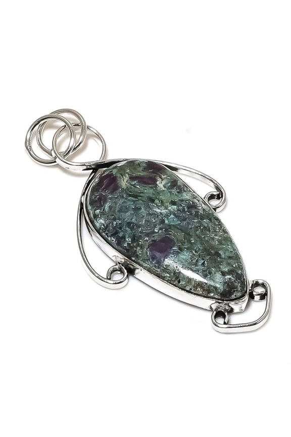Ruby in Fuchsite Handmade 925 Sterling Silver Pendant 2.76"