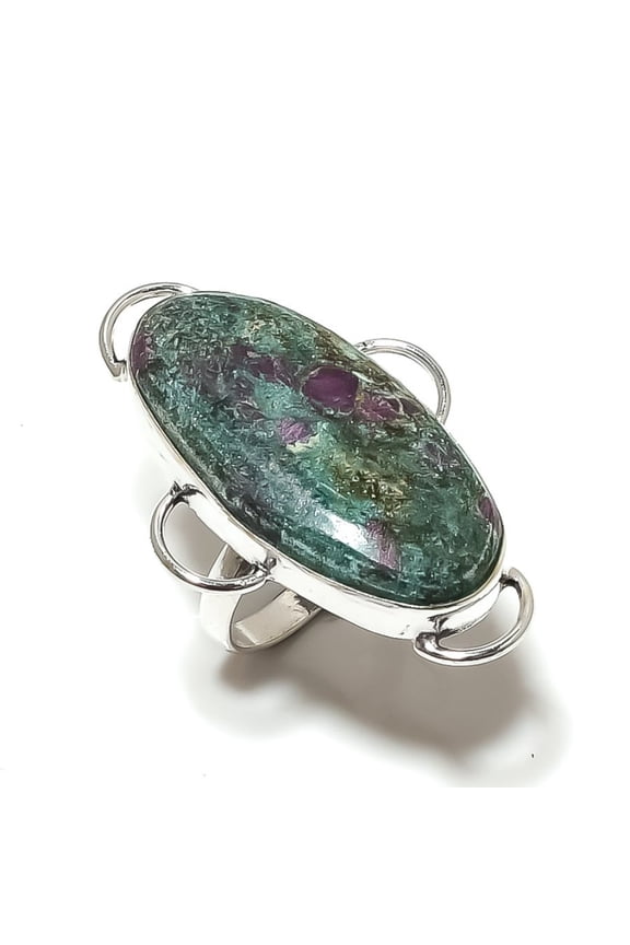 Ruby Fuchsite Lab-Created Handmade 925 Sterling Silver Ring Size 10
