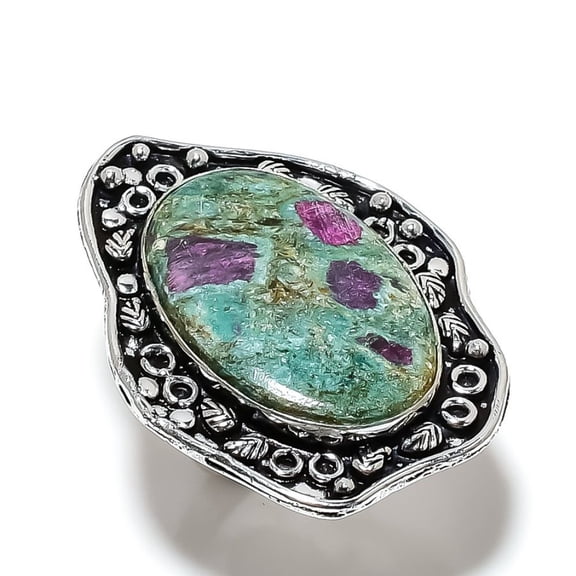Ruby in Fuchsite  Handmade 925 Sterling Silver Ring Size 10