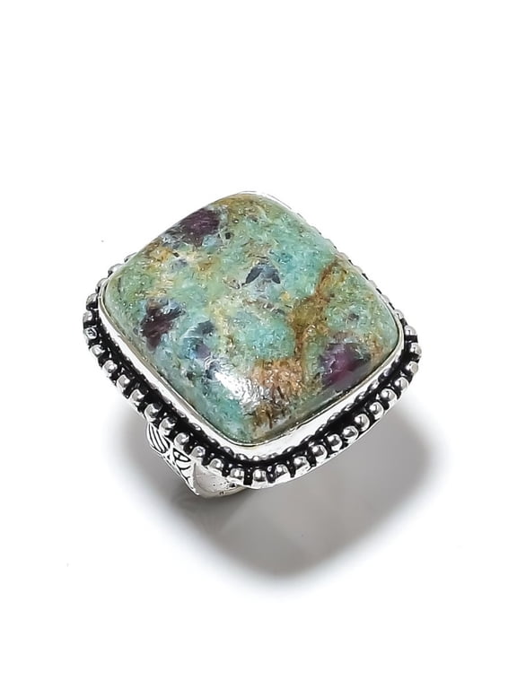 Ruby Fuchsite Lab-Created Handmade 925 Sterling Silver Ring Size 10