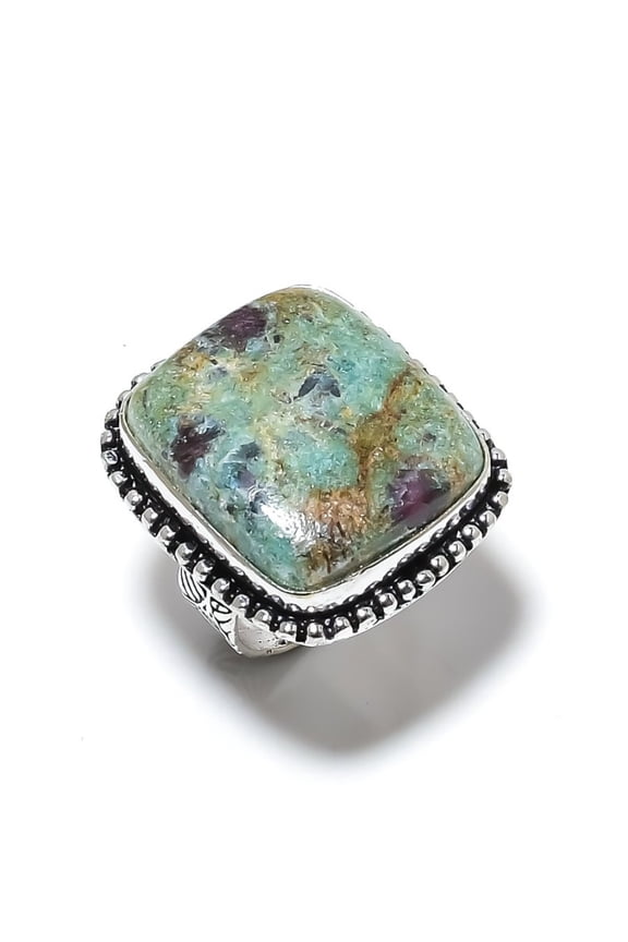Ruby Fuchsite Lab-Created Handmade 925 Sterling Silver Ring Size 10