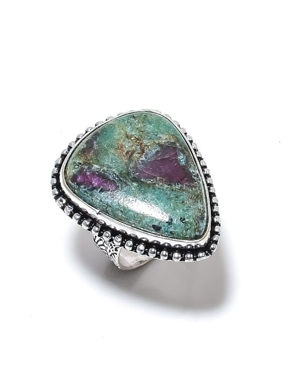 Ruby Fuchsite Lab-Created Handmade 925 Sterling Silver Ring Size 10