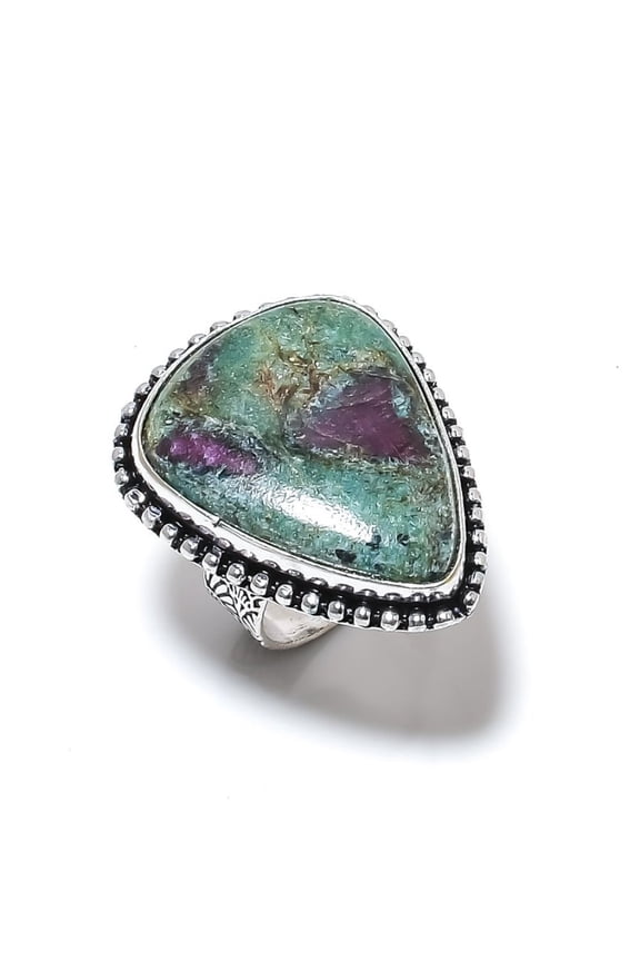 Ruby Fuchsite Lab-Created Handmade 925 Sterling Silver Ring Size 10