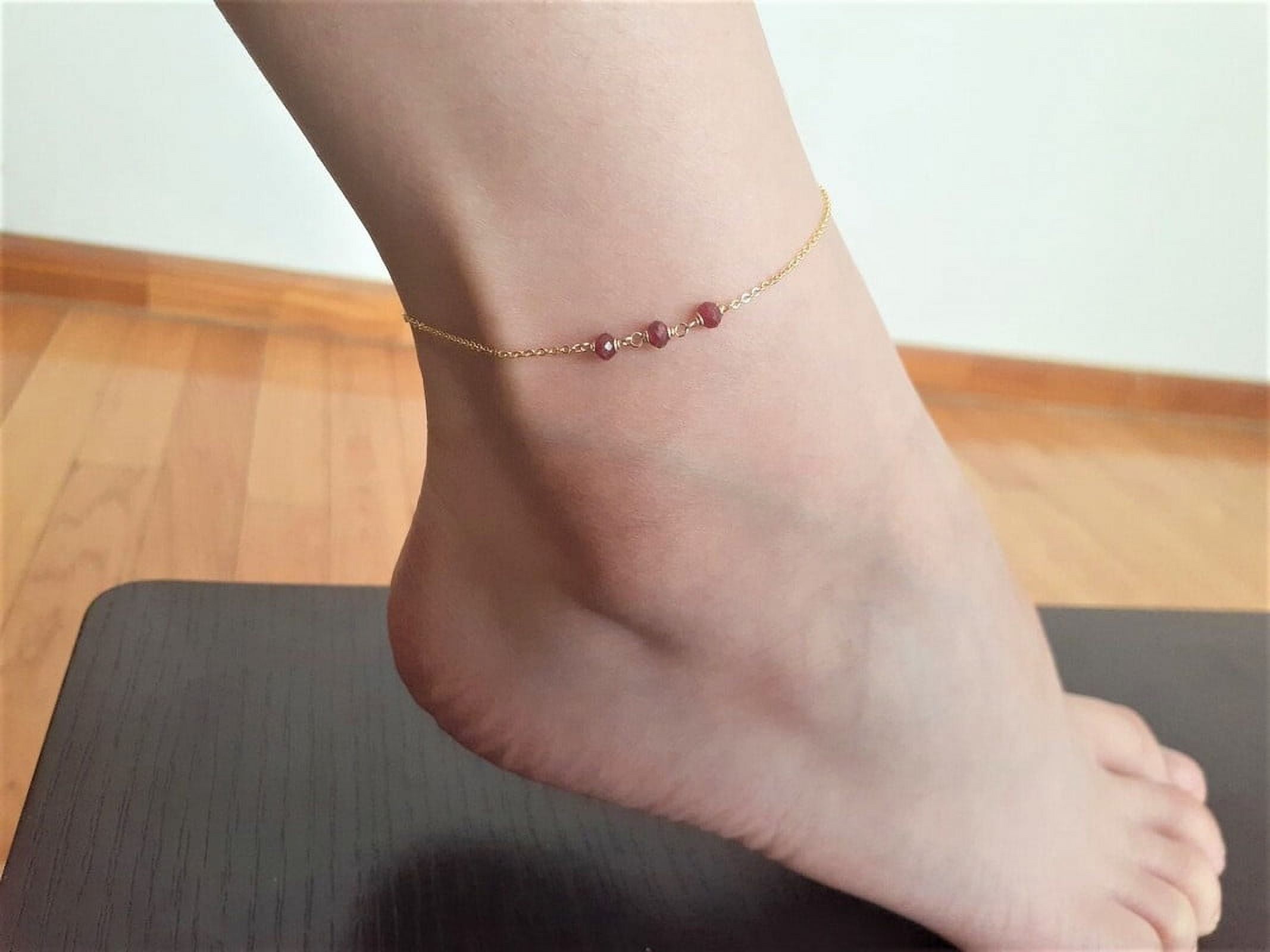 Ruby Gemstone Anklet, Dainty Anklets for Women