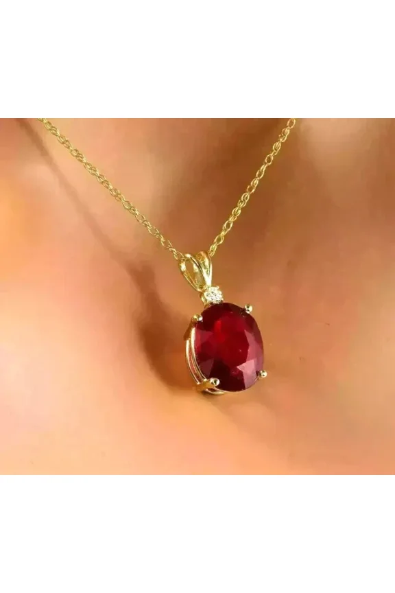 Ruby Gemstone Pendant | Genuine Red Ruby Necklace for Women | Sterling Silver July Birthstone Jewelry Gift gemstone Jewellery