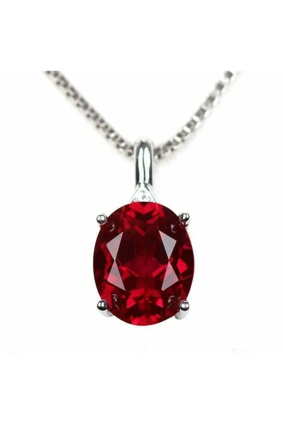 Ruby Gemstone Pendant | Genuine Red Ruby Necklace for Women | Sterling Silver July Birthstone Jewelry Gift gemstone Jewellery