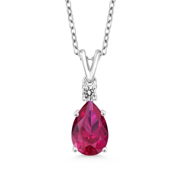 Ruby Gemstone Pendant | Genuine Red Ruby Necklace for Women | Sterling Silver July Birthstone Jewelry Gift gemstone Jewellery