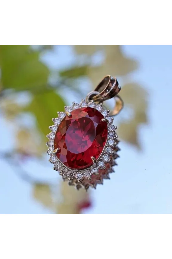 Ruby Gemstone Pendant | Genuine Red Ruby Necklace for Women | Sterling Silver July Birthstone Jewelry Gift gemstone Jewellery
