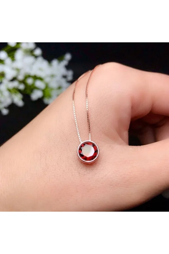 Ruby Gemstone Pendant | Genuine Red Ruby Necklace for Women | Sterling Silver July Birthstone Jewelry Gift gemstone Jewellery