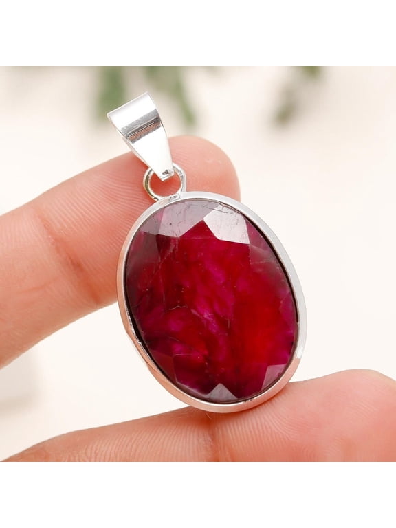 Ruby Gemstone Pendant Handmade 925 Sterling Silver Pendant Jewelry