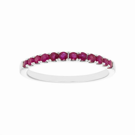Ruby Gemstone Ring, 925 Sterling Silver 0.26 Ctw Ruby Cz Gemstone Stackable Wedding Ring, Women Engagement Eternity Ring, Gift For Her