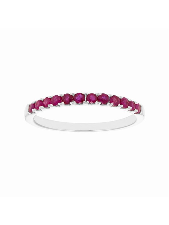 Ruby Gemstone Ring, 925 Sterling Silver 0.26 Ctw Ruby Cz Gemstone Stackable Wedding Ring, Women Engagement Eternity Ring, Gift For Her