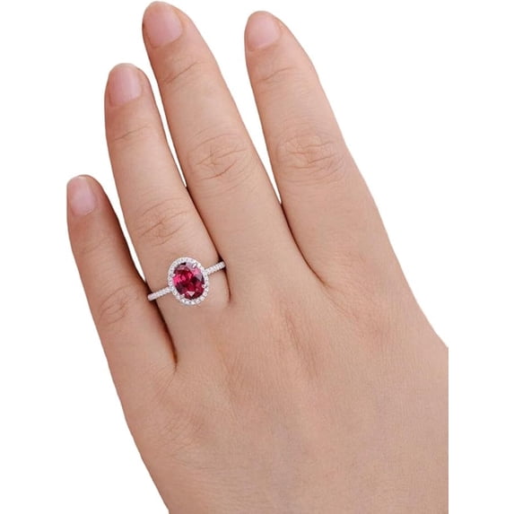 Ruby Gemstone Ring, AAA Natural Ruby & CZ Tiny Ring, July Birthstone, Halo Ring, Womens Ring, Gold Micron Ring, 925 Sterling Silver, Dainty Ring, Anniversary, Christmas Gift, Statement Ring