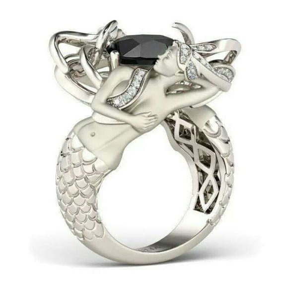 Ruby Gemstone Ring Cushion Cut 925 Sterling Silver Mermaid Design Hypoallergenic Elegant Wedding Jewelry For Women