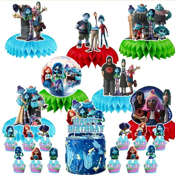 Ruby Gillman Teenage Kraken Party Decor Supplies Honeycomb Centerpieces Table Toppers Cake Toppers Decorations for Birthday